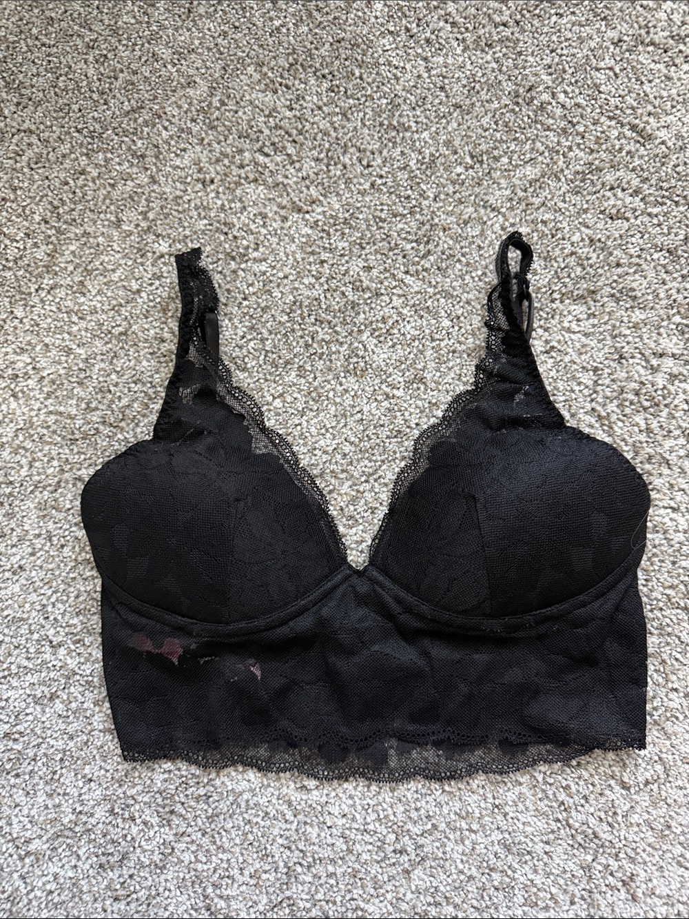 PINK Victoria's Secret Black Lace Longline Bralette